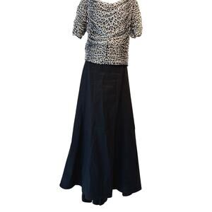 Tadashi Shoji Formal Black Sateen Trumpet High / Lo Skirt 12 EUC